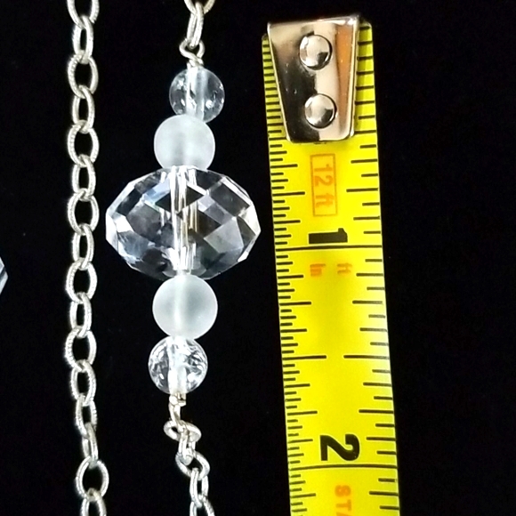 Vintage .925 Sterling Silver Faceted Crystal Long Beaded Necklace - Picture 16 of 16